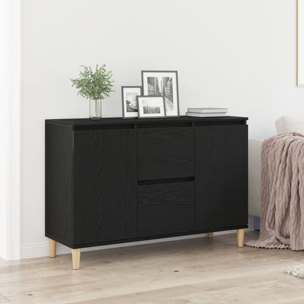 vidaXL Sivupöytä Musta Tammi 101x35x60 cm Tekokuitu