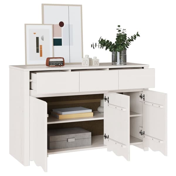 vidaXL Sideboard ""DRAMMEN"" Hvit 114x43x75,5 cm Solid Tre Furu