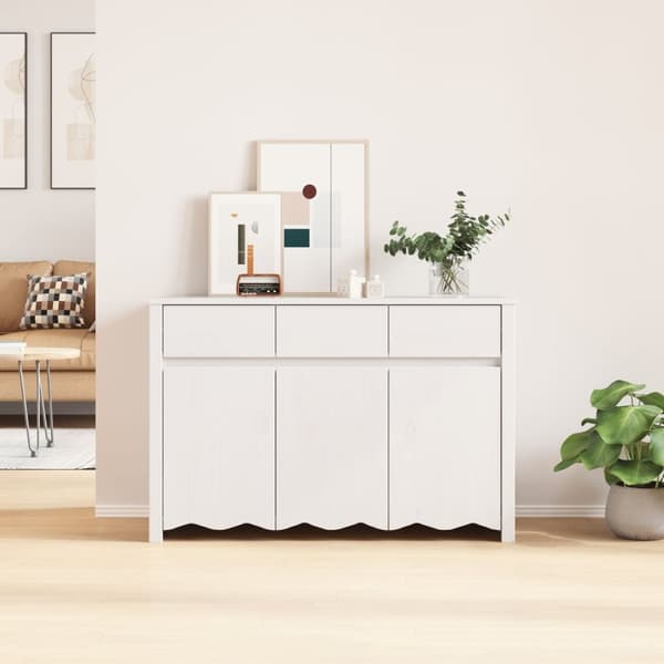 vidaXL Sideboard ""DRAMMEN"" Hvit 114x43x75,5 cm Solid Tre Furu
