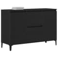 Miniatyrbild 3 av 11: vidaXL Sideboard Svart ek Massiv Ek, Pulverlackerat Stål Medium