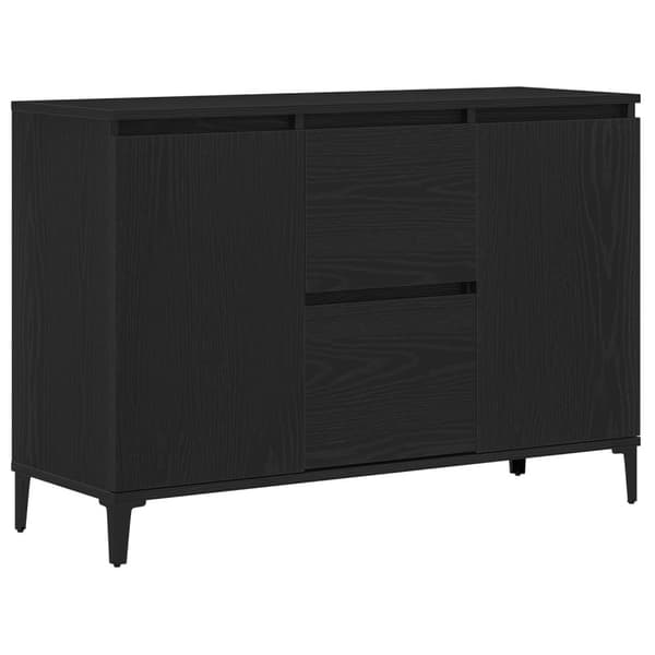 vidaXL Sideboard Svart ek Massiv Ek, Pulverlackerat Stål Medium
