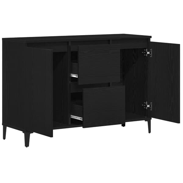 vidaXL Sideboard Svart ek Massiv Ek, Pulverlackerat Stål Medium