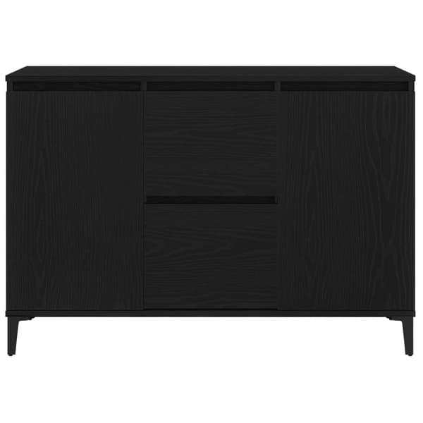 vidaXL Sideboard Svart ek Massiv Ek, Pulverlackerat Stål Medium