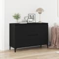 Miniatyrbild 2 av 11: vidaXL Sideboard Svart ek Massiv Ek, Pulverlackerat Stål Medium