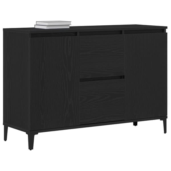 vidaXL Sideboard Svart ek Massiv Ek, Pulverlackerat Stål Medium