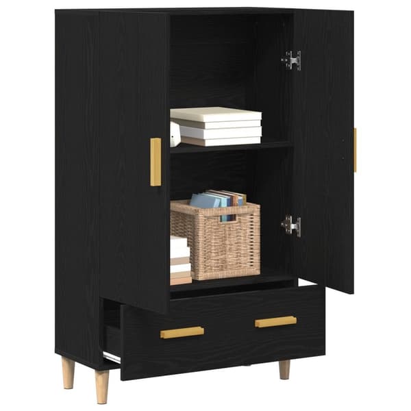 vidaXL Highboard mustasta tammesta, 70x31x115 cm, valmistettu teknisestä puusta