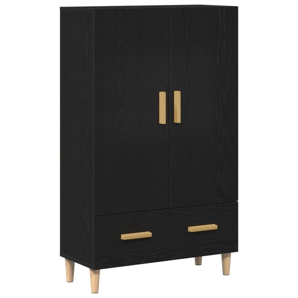 vidaXL Highboard mustasta tammesta, 70x31x115 cm, valmistettu teknisestä puusta