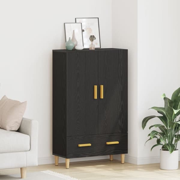 vidaXL Highboard mustasta tammesta, 70x31x115 cm, valmistettu teknisestä puusta