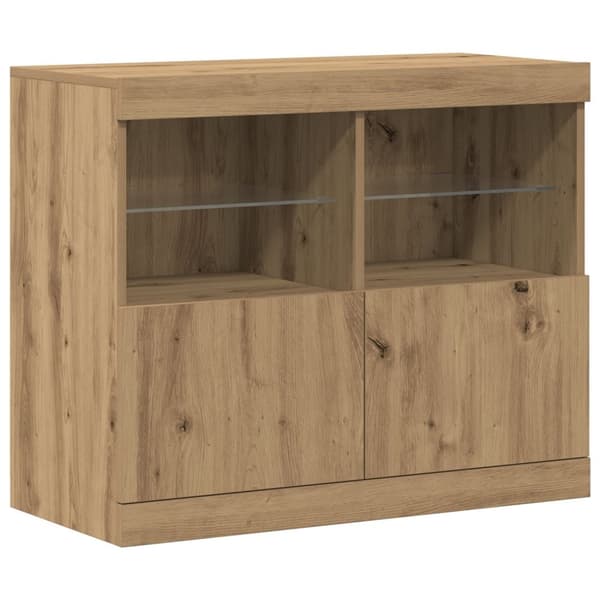 vidaXL Sideboard med LED-lamper Artisan Oak 81x37x67 cm