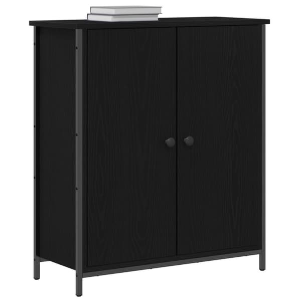 vidaXL Sivupöytä Musta Tammi 70x30x80 cm Tekninen Puu ja Teräs