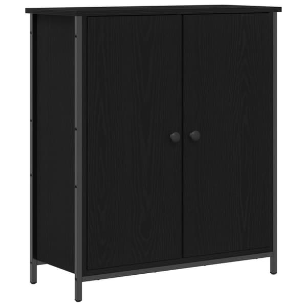 vidaXL Sivupöytä Musta Tammi 70x30x80 cm Tekninen Puu ja Teräs