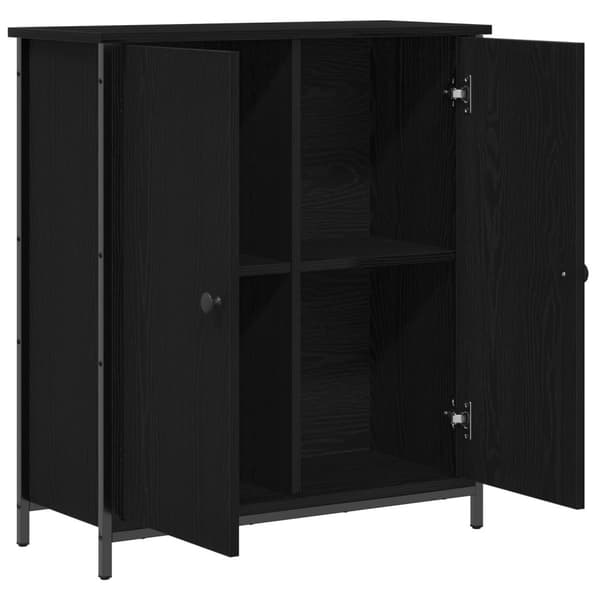 vidaXL Sivupöytä Musta Tammi 70x30x80 cm Tekninen Puu ja Teräs