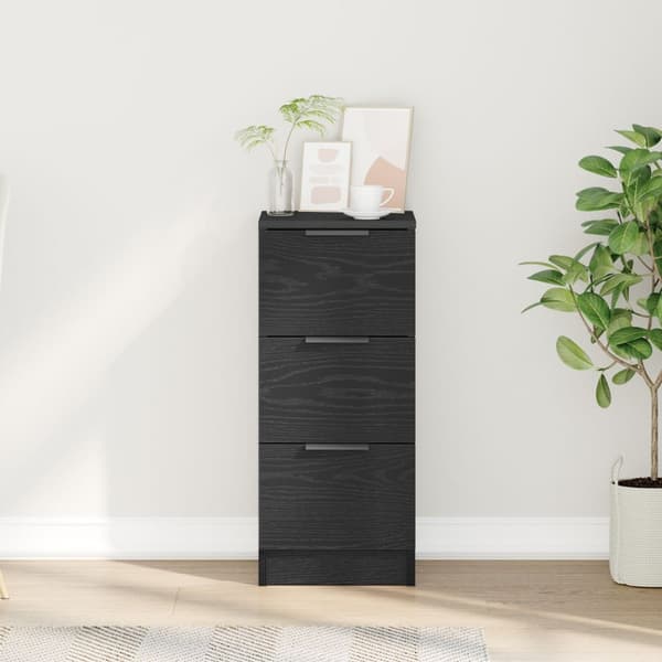 vidaXL Sideboard Sort egetræ Konstrueret træ Medium
