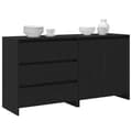 Miniatyrbild 3 av 11: vidaXL Sideboard Set av 2 Svart ek Konstruerat trä Stor Buffé