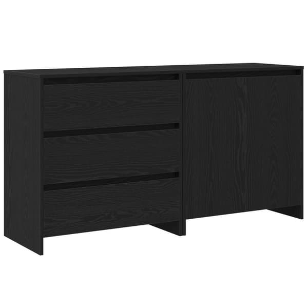 vidaXL Sideboard Set av 2 Svart ek Konstruerat trä Stor Buffé
