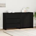 Miniatyrbild 2 av 11: vidaXL Sideboard Set av 2 Svart ek Konstruerat trä Stor Buffé