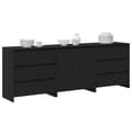 Miniatyrbillede 1 af 11: vidaXL Skænk Sæt af 3 Sort eg Konstrueret træ Medium Sort eg buffet