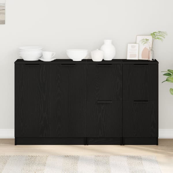 vidaXL Sideboards 3 stk Svart Eikebelagt Tre
