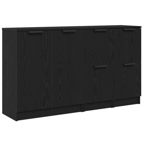 vidaXL Sideboards 3 stk Svart Eikebelagt Tre