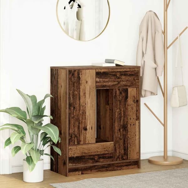 vidaXL Senkki laatikoilla ja ovilla vanha puu 73x31x90 cm