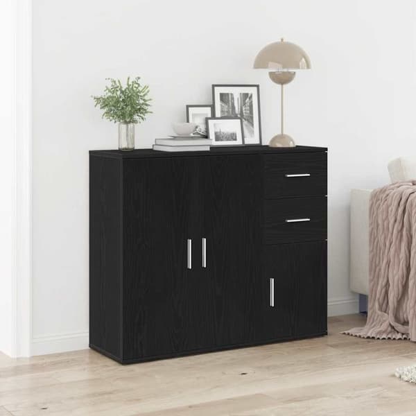 vidaXL Senkki musta tammi 91x29,5x75 cm tekninen puu