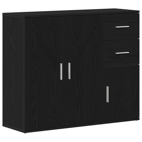 vidaXL skænk 91x29,5x75 cm konstrueret træ sort egetræsfarve