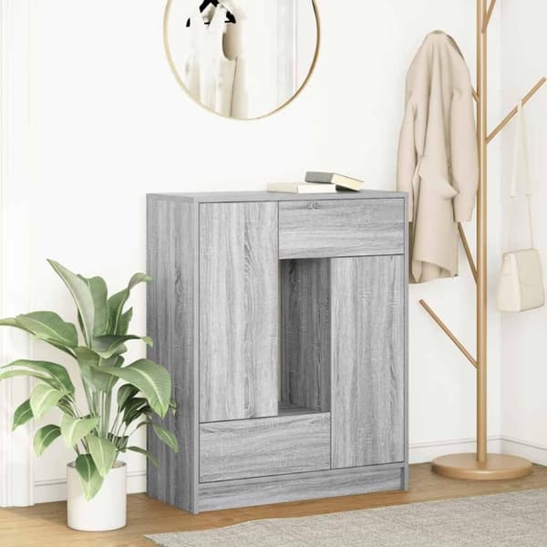 vidaXL Senkki laatikoilla ja ovilla harmaa sonoma 73x31x90 cm