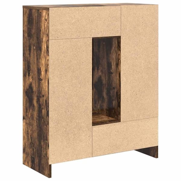 vidaXL skænk med skuffer og låger 73x31x90 cm røget egetræ