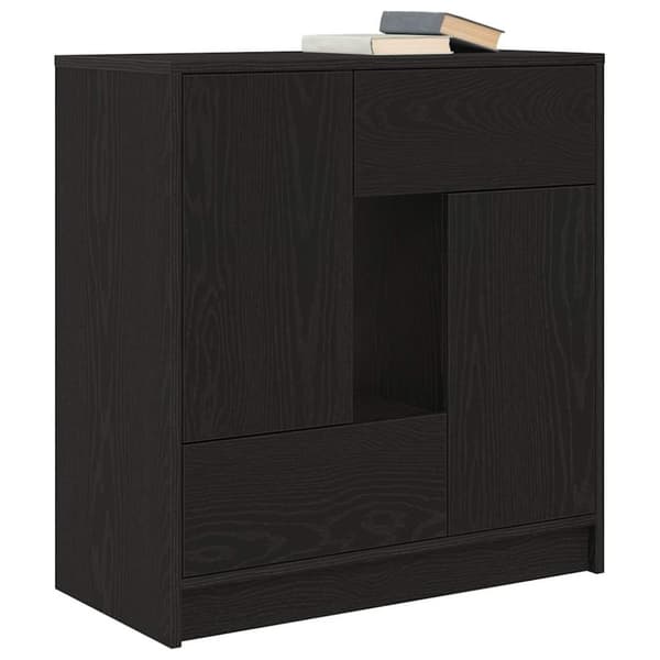 vidaXL skænk med skuffer og låger 70,5x34x74,5 cm sort egetræ