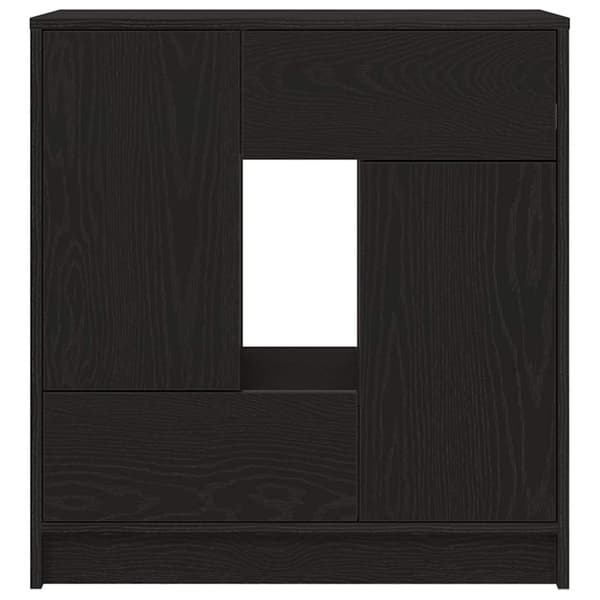vidaXL skænk med skuffer og låger 70,5x34x74,5 cm sort egetræ