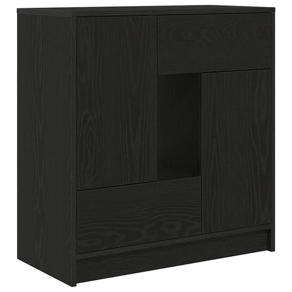 vidaXL skænk med skuffer og låger 70,5x34x74,5 cm sort egetræ