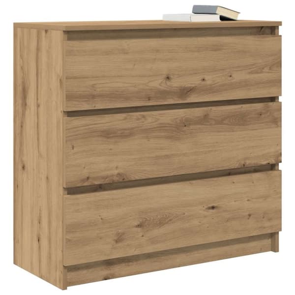 vidaXL Skänk hantverksmässig ek 80x35x76 cm konstruerat trä