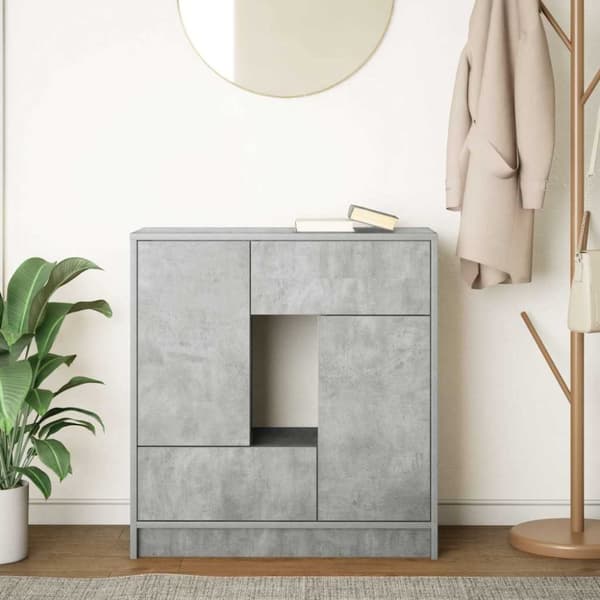 vidaXL skænk med skuffer og låger 70,5x34x74,5 cm betongrå