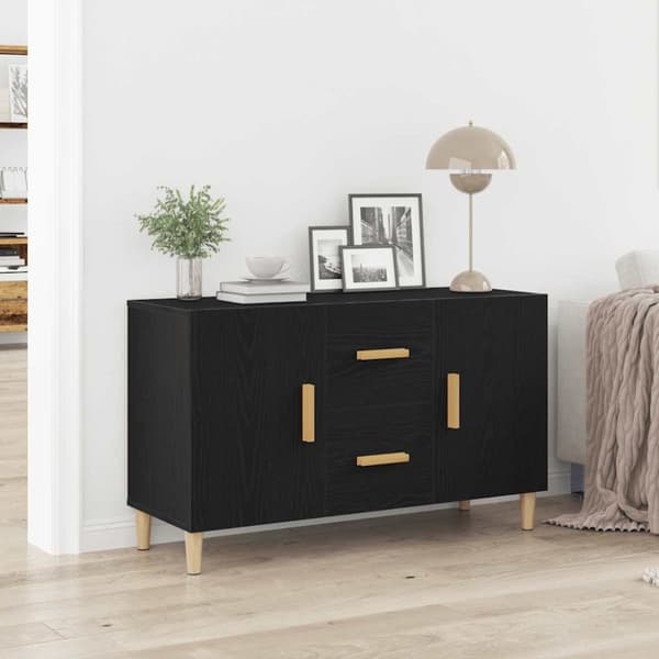 vidaXL skænk 100x36x60 cm konstrueret træ sort egetræsfarve