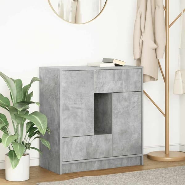 vidaXL Skjenk med skuffer og dører betonggrå 70,5x34x74,5 cm