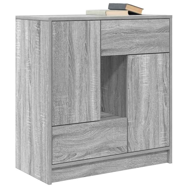 vidaXL skænk med skuffer og låger 70,5x34x74,5 cm grå sonoma-eg