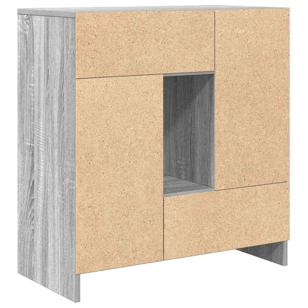 vidaXL skænk med skuffer og låger 70,5x34x74,5 cm grå sonoma-eg