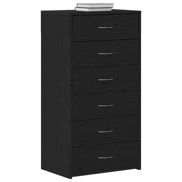 vidaXL skænk med 6 skuffer 50x34x96 cm konstrueret træ sort egetræ