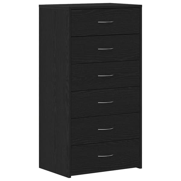 vidaXL skænk med 6 skuffer 50x34x96 cm konstrueret træ sort egetræ