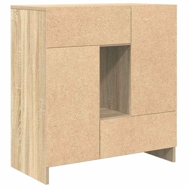vidaXL Skjenk med skuffer og dører svart eik 70,5x34x74,5 cm