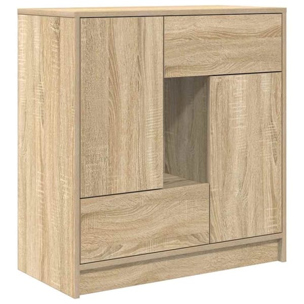 vidaXL Skjenk med skuffer og dører svart eik 70,5x34x74,5 cm
