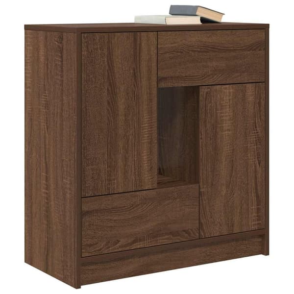 vidaXL Senkki laatikoilla ja ovilla ruskea tammi 70,5x34x74,5 cm