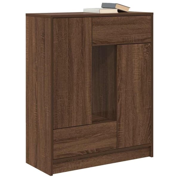 vidaXL Senkki laatikoilla ja ovilla ruskea tammi 73x31x90 cm