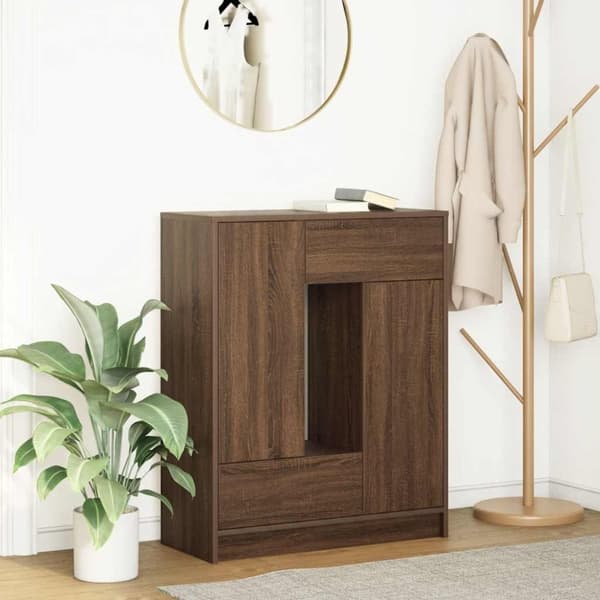 vidaXL Senkki laatikoilla ja ovilla ruskea tammi 73x31x90 cm