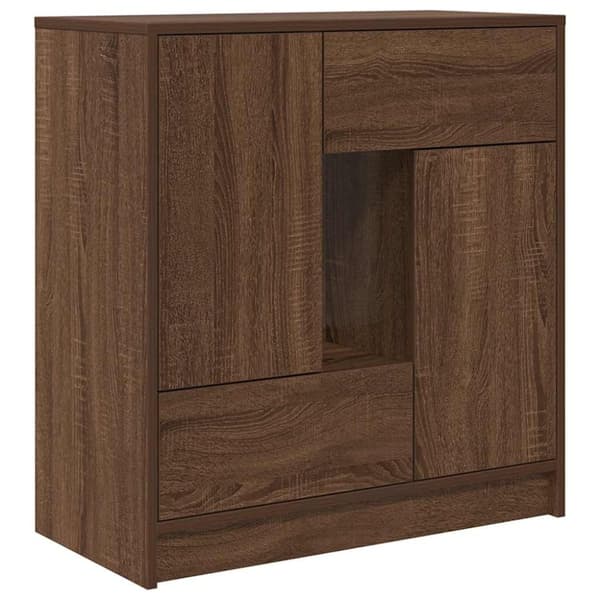 vidaXL Skjenk med skuffer og dører brun eik 70,5x34x74,5 cm