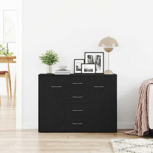 vidaXL Skjenk svart eik 88x30x64 cm konstruert tre