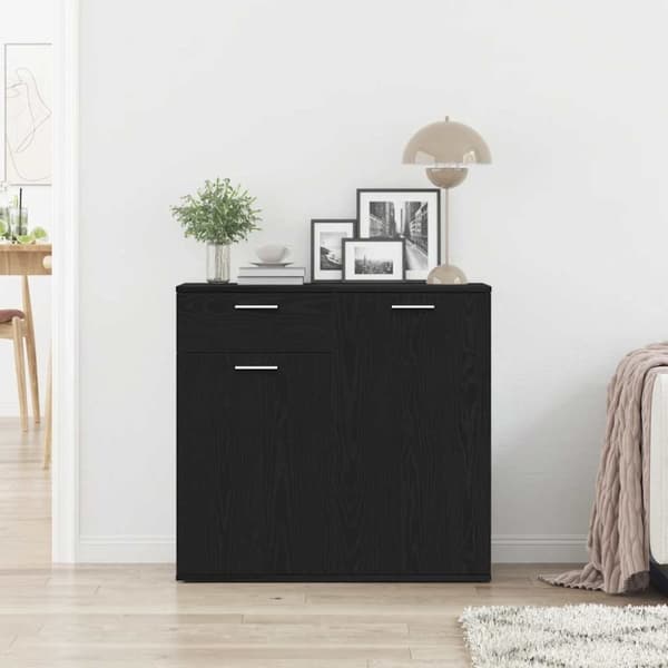 vidaXL skænk 80x36x75 cm konstrueret træ sort egetræsfarve