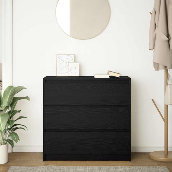 vidaXL Skänk svart ek 80x35x76 cm konstruerat trä