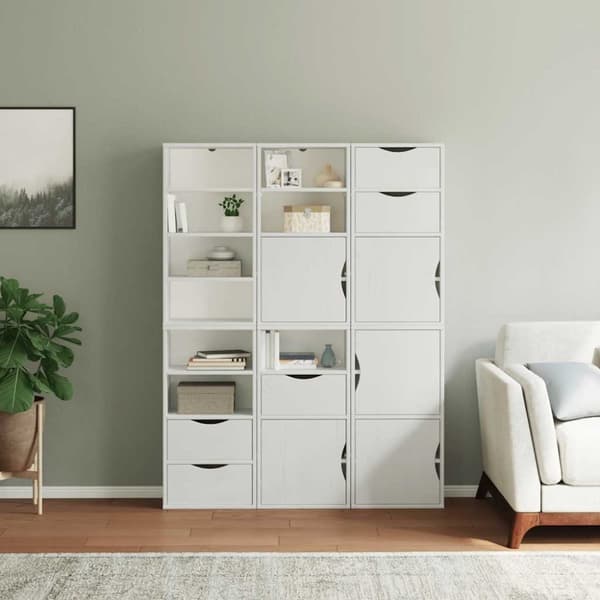 vidaXL sidekabinetter 6 stk ODDA 40x24x79 cm massivt fyrretræ hvid