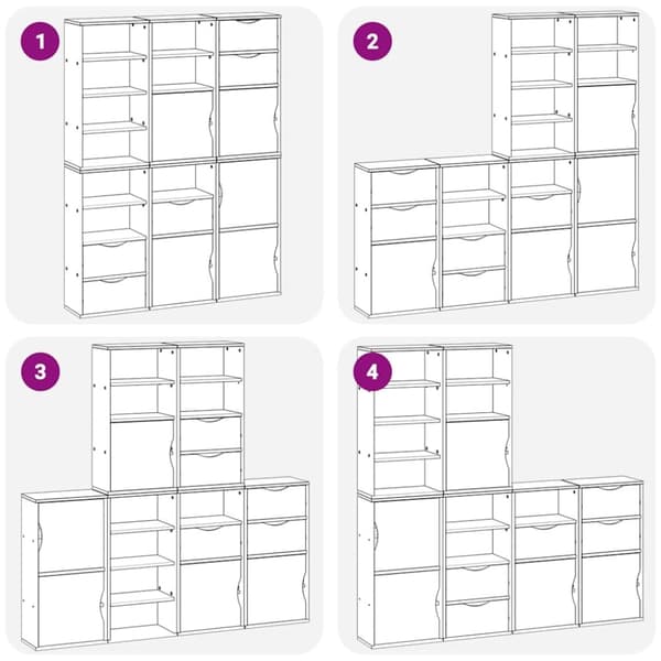 vidaXL sidekabinetter 6 stk ODDA 40x24x79 cm massivt fyrretræ hvid